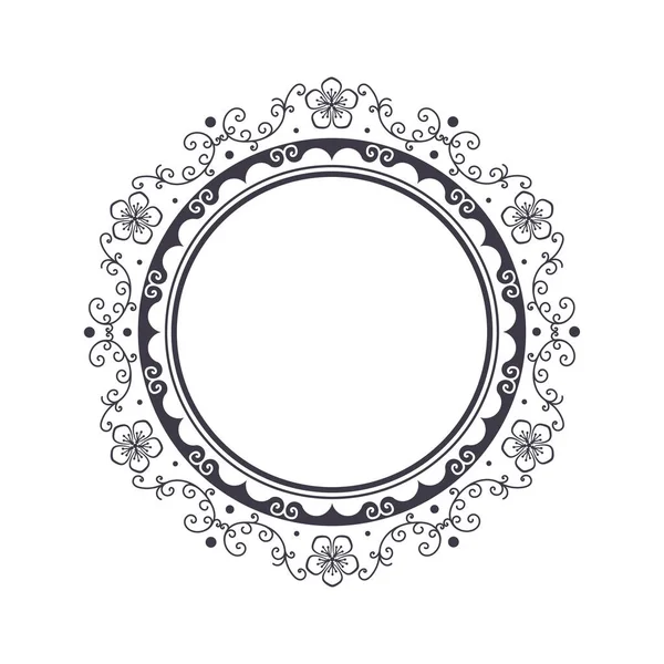 Bingkai Bulat Dekoratif Dengan Ornamen Bunga Abstrak Lingkaran Melingkar Elegan - Stok Vektor