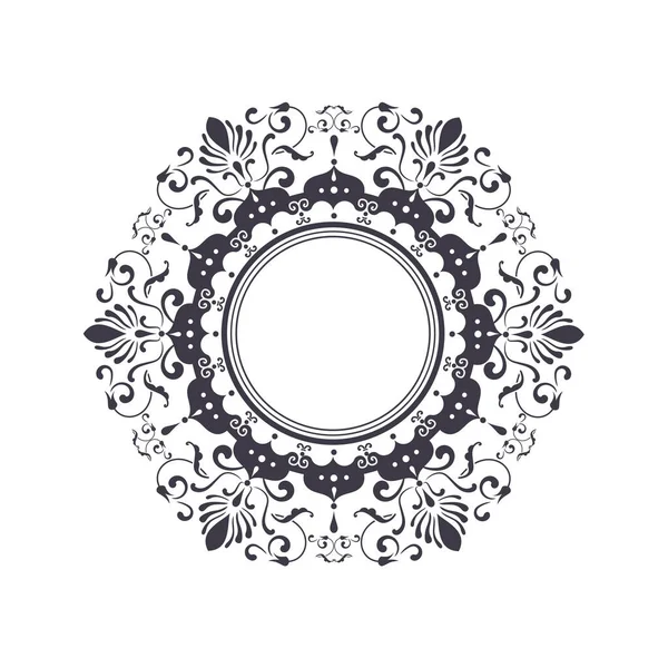 Bingkai Bulat Dekoratif Dengan Ornamen Bunga Abstrak Lingkaran Melingkar Elegan - Stok Vektor