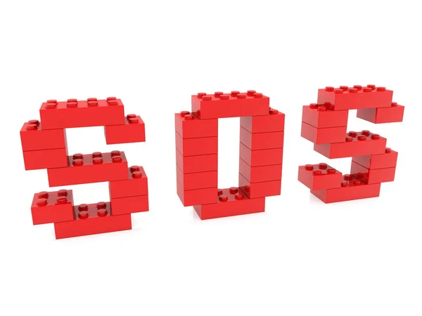 Sos Concept Build Red Toy Bricks — Stock Photo, Image