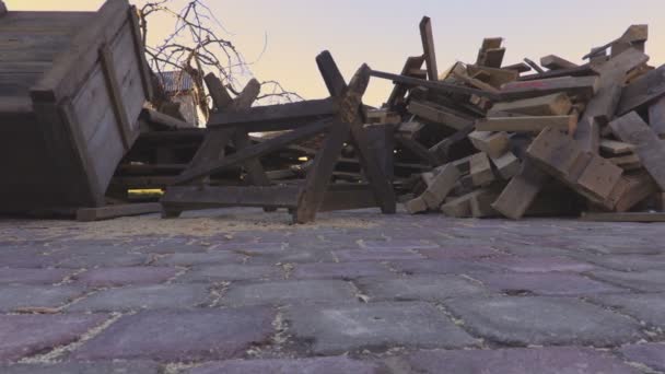 Piles Firewood Yard — Stock Video