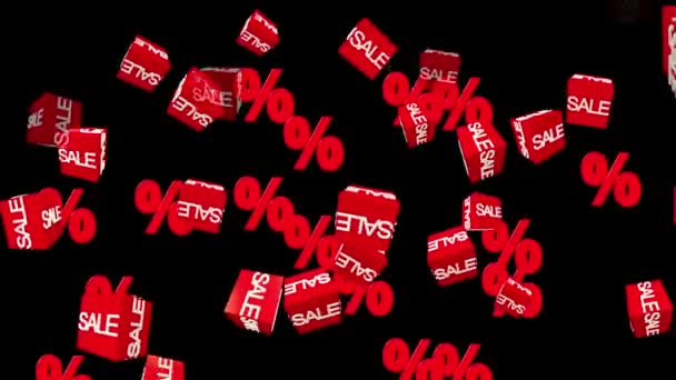 Verkauf Und Prozent Konzept Auf Schwarz — Stockvideo