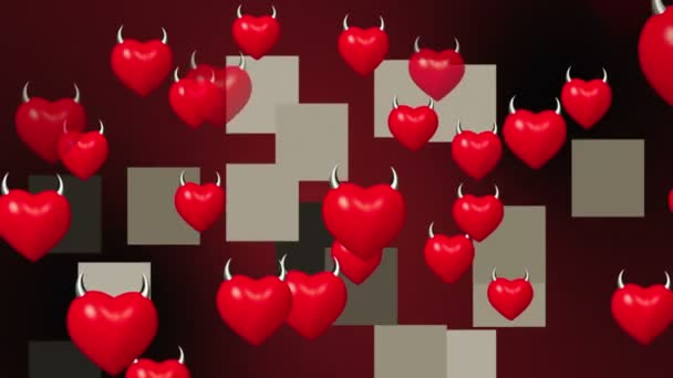 Corações Com Chifres Vermelho — Vídeo de Stock