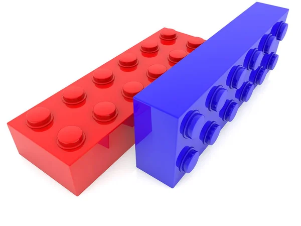 Dwa Klocki Niebieski Czerwony — Zdjęcie stockowe