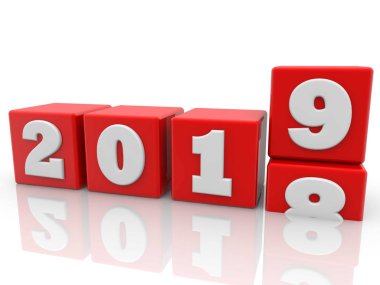 Yıl kavramı kırmızı küpleri değiştirme