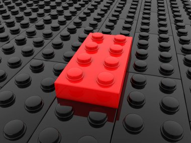 Oyuncak tuğla siyah ve kırmızı renklerde