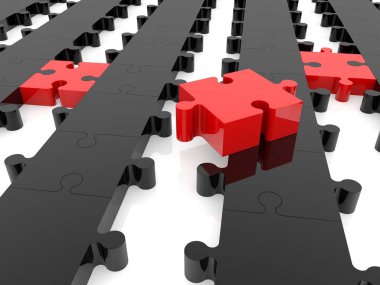 Kırmızı ile siyah bulmaca satırları