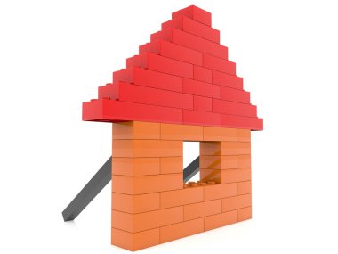 Oyuncak tuğla ev beyaz