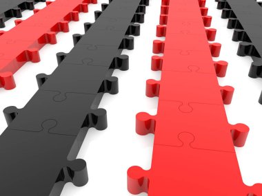 Kırmızı ve siyah beyaz satırlarda bulmaca