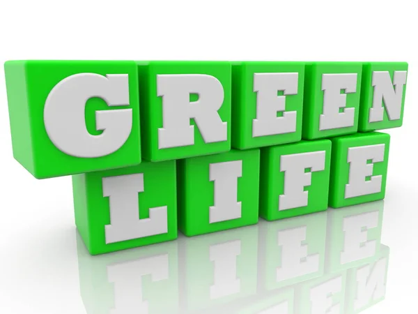 Green Life Concept Toy Cubes — Stock Photo, Image