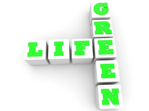 Life Green Concept Auf Weißen Würfeln — Stockfoto