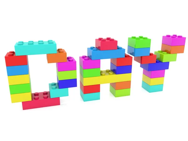 玩具砖建造的日概念 — 图库照片