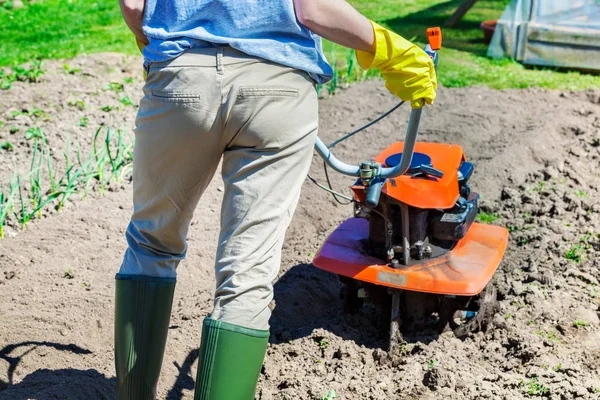 Kültivatör sahada kadınla