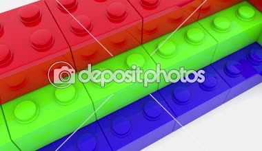 Renkli oyuncak tuğla inşa ok