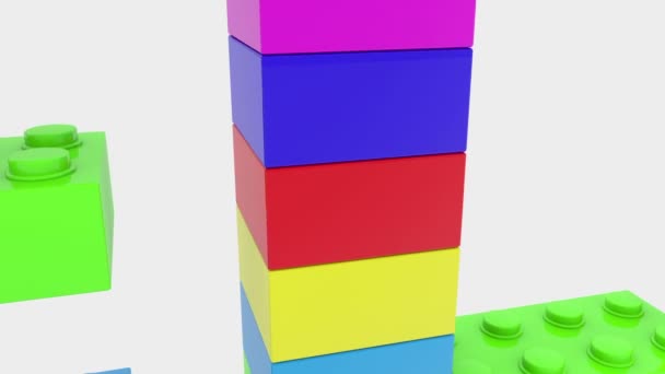Renkli Oyuncak Tuğla Inşa Kavramı Relax — Stok video