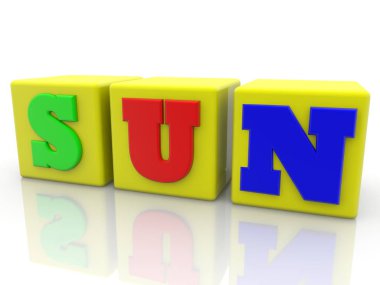 Sarı oyuncak küplerin güneş kavramı