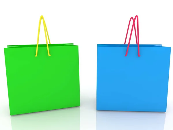 Einkaufstaschen Blau Und Grün — Stockfoto