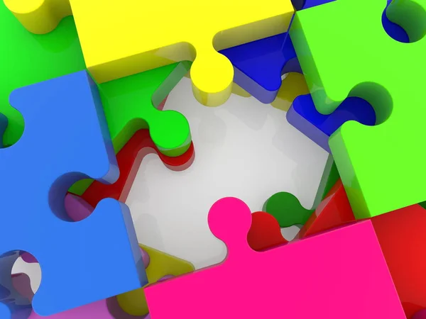 Impilati Pezzi Puzzle Colorati Vicino — Foto Stock