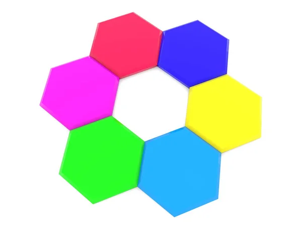 Cirkel Van Kleurrijke Zeshoeken — Stockfoto