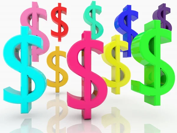 Dollar Signs Various Colors — Stock Photo, Image
