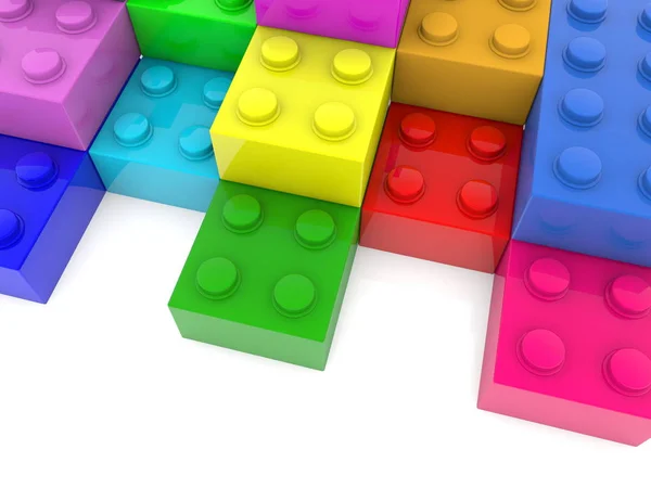 Gestapelte Spielzeugsteine Verschiedenen Farben — Stockfoto