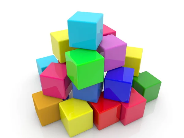 Cubos Apilados Aleatoriamente Varios Colores —  Fotos de Stock