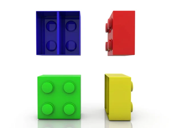 Four Toy Bricks White — Stock Photo, Image