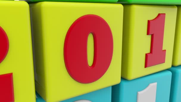 Années changer concept sur cubes colorés 