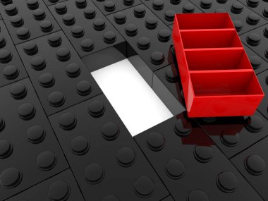 Kırmızı ve siyah oyuncak tuğla kavramı