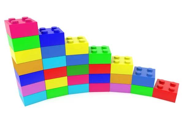 Kleurrijke Diagram Opgebouwd Uit Speelgoed Bakstenen Wit — Stockfoto