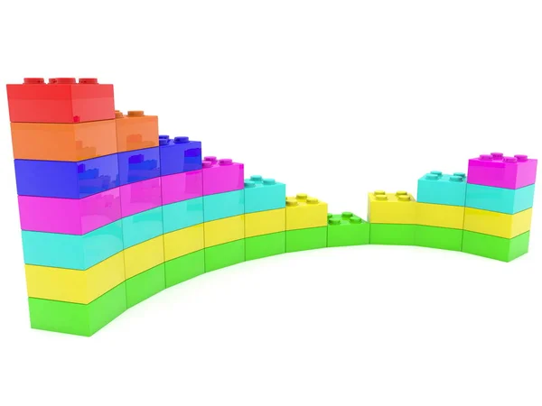 Diagramme Affaires Construit Partir Briques Jouet Sur Blanc — Photo