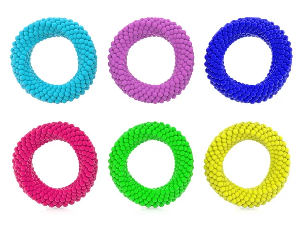 Zes Abstracte Ringen Diverse Kleuren Wit — Stockfoto
