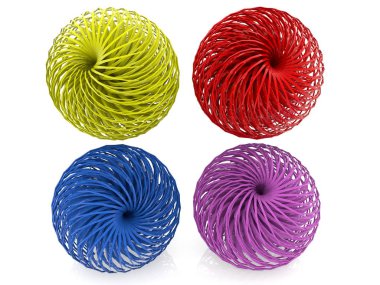 Beyaz üzerine dört soyut top