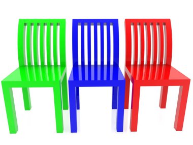 Beyaz üzerine üç sandalye