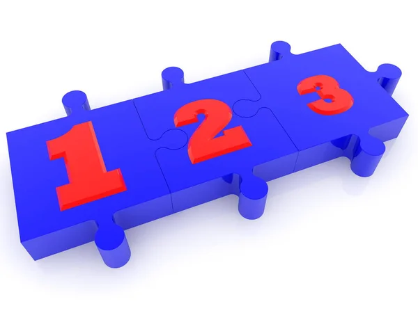 Nummers Aan Blauw Puzzelstukjes — Stockfoto