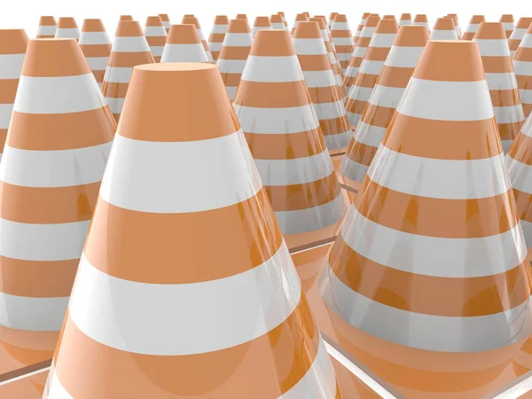 Traffic Cones Orange Stripes Closeup — Stock Photo, Image