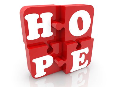 Umut kavramı kırmızı bulmaca tuğla inşa