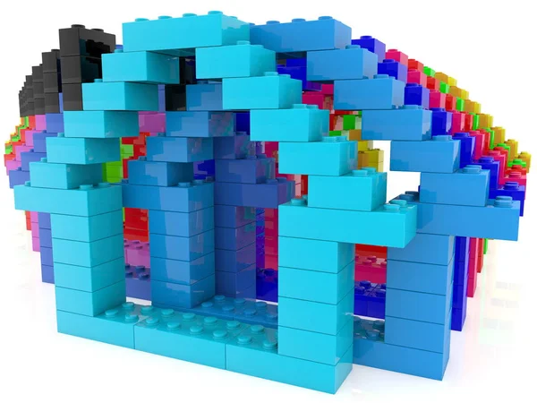 Concept Met Kleurrijke Huizen Spelen Bakstenen — Stockfoto
