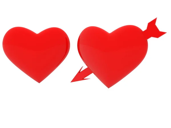 Έννοια Της Αγάπης Του Δύο Κόκκινες Καρδιές — Φωτογραφία Αρχείου