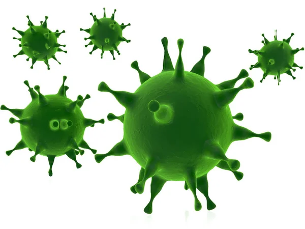 白い背景の上の緑の抽象的なウイルス — ストック写真