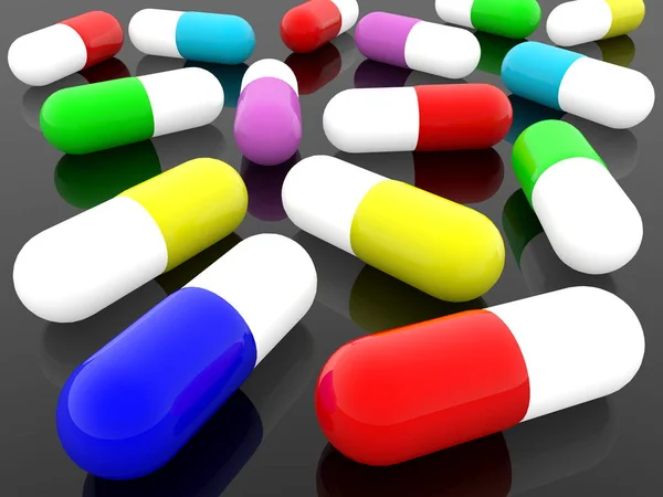 Colorful Pills Black Background — Stock Photo, Image