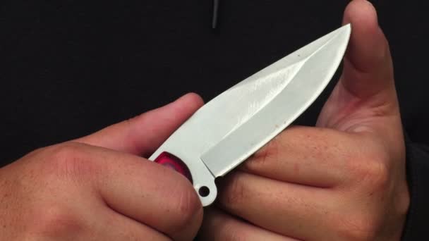 Hands Knife Close — Stock Video