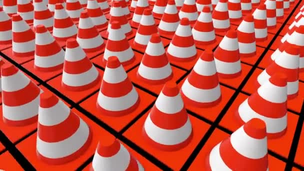 Moving Rows Traffic Cones Black — Stock Video