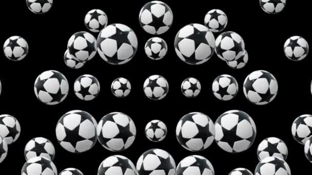 Pelotas Fútbol Con Estrellas Negras — Vídeos de Stock