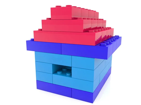 Toy Bricks House Red Roof — Stock Photo, Image