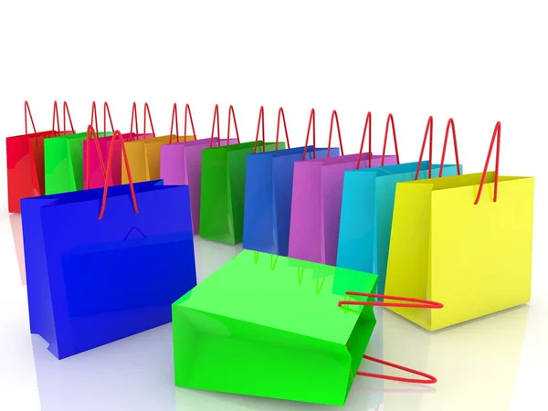 Shopping Bag Diversi Colori — Foto Stock