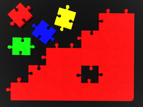Top view on unfinished puzzle in black background