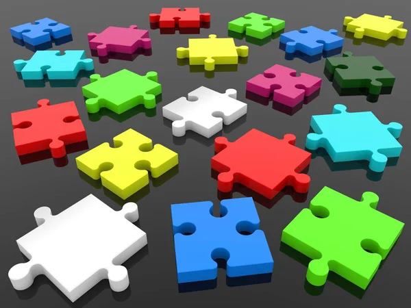 Puzzle Vari Colori Sfondo Nero — Foto Stock