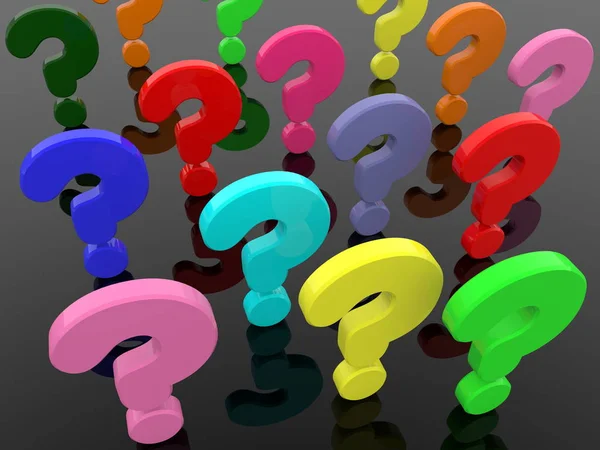 Colorful Question Marks Black Background — Stock Photo, Image