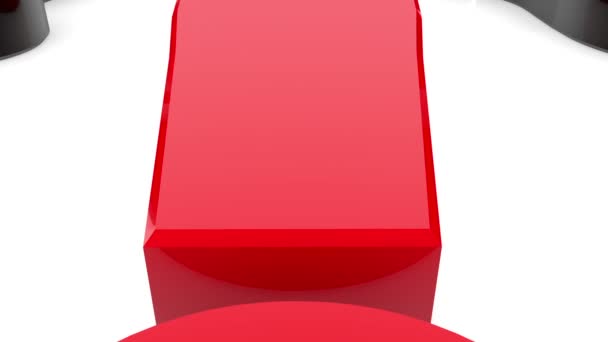 Vykřičník v červené barvě s otazníky na bílé barvy