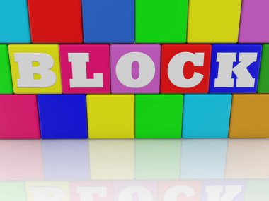 Blok kavramı soyut duvar renkli oyuncak küpler